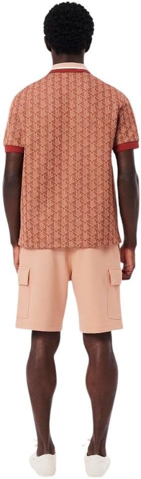Lacoste мужские неворсовые флисовые карго-шорты, latte, large — фото 3