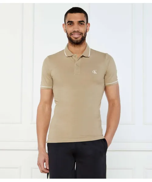 

Футболка поло Slim fit Calvin Klein Jeans, бежевый