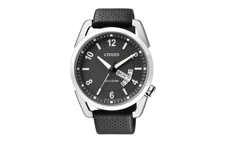 

CITIZEN Часы Solar Quartz Movement Cow Leather Strap Watch 42mm Men's Watch Black Dial, Black Dial
