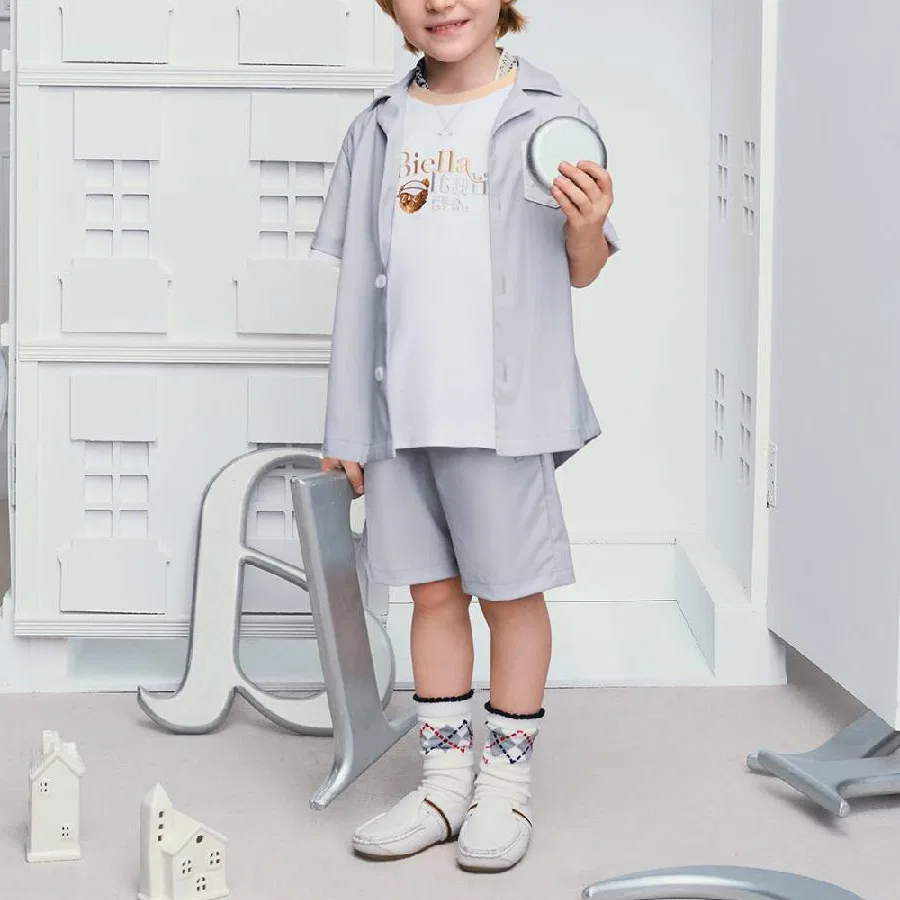Детская рубашка FILA KIDS с воротником Cuban Rosemary Gray — фото 4