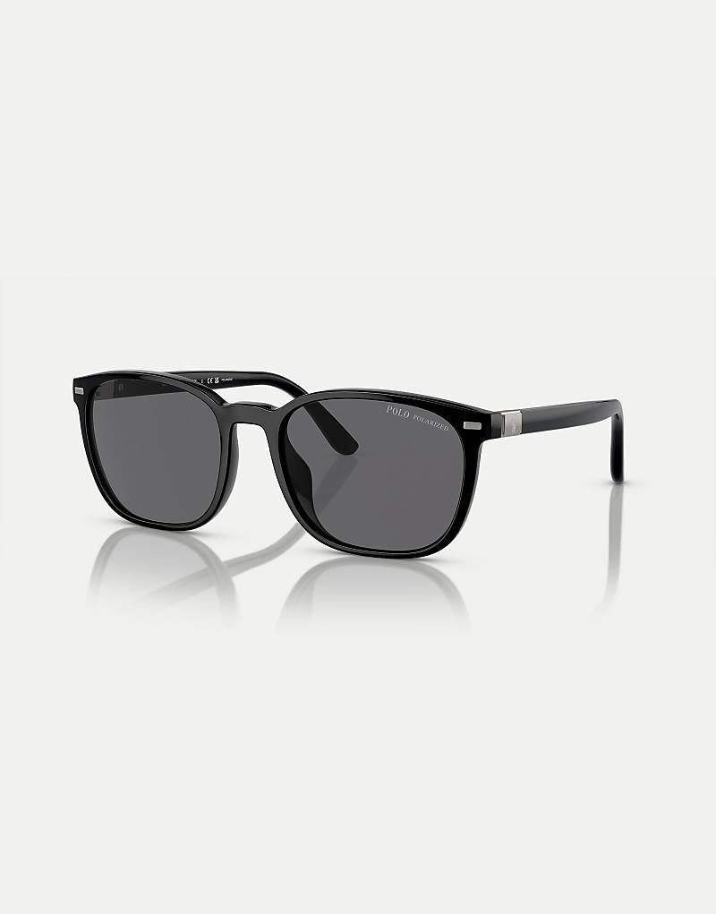 

Ralph Lauren - Ph4208u - Блестящие черные квадратные солнцезащитные очки с серыми поляризованными линзами