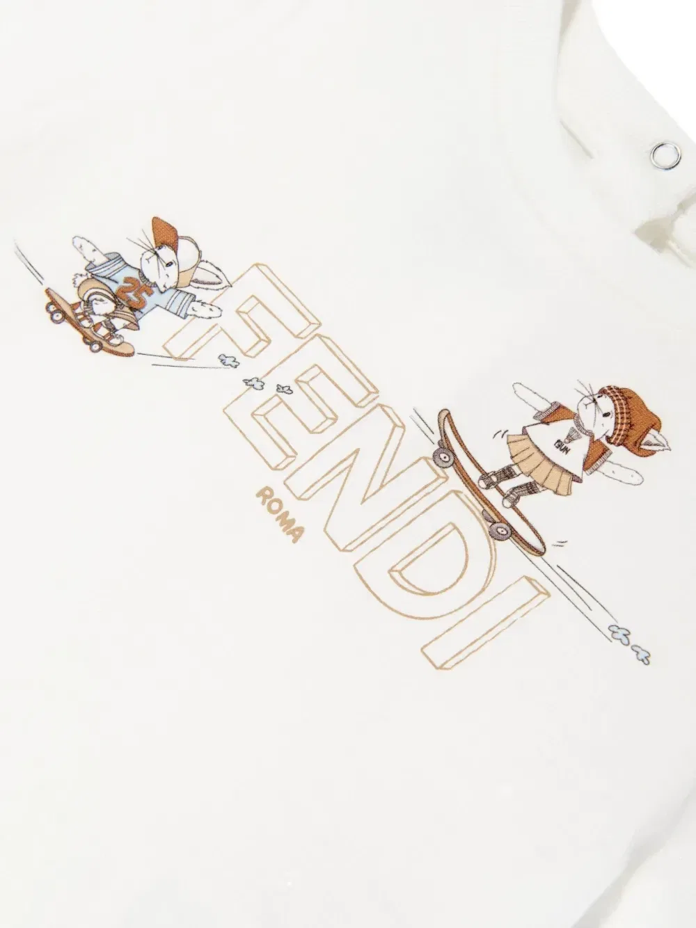 Детская футболка с логотипом и принтом Fendi Kids, белый — фото 4