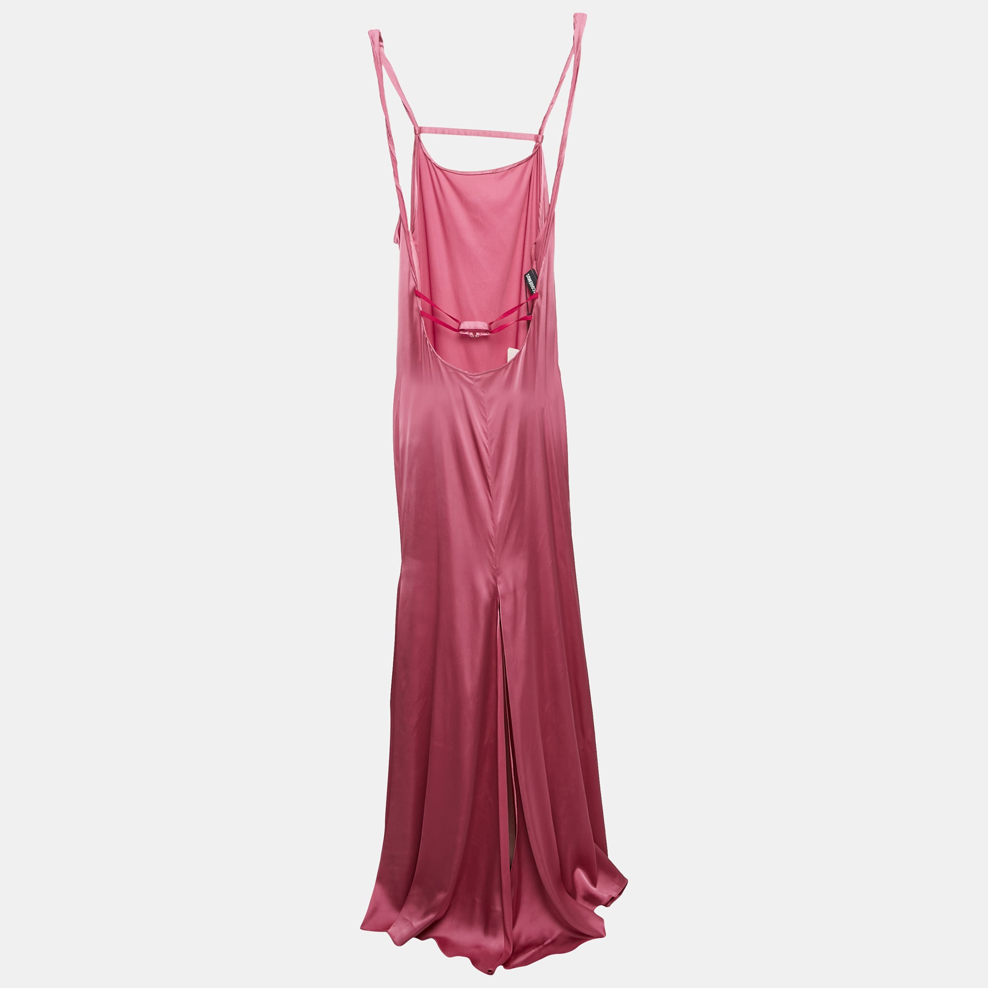 Платье-макси Jacquemus La Robe из эластичного атласа с открытой спиной и узором «ментало», розовый — фото 2