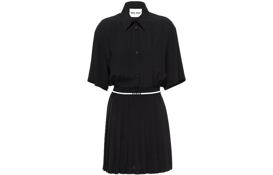

Платье с короткими рукавами женское черное Miu Miu