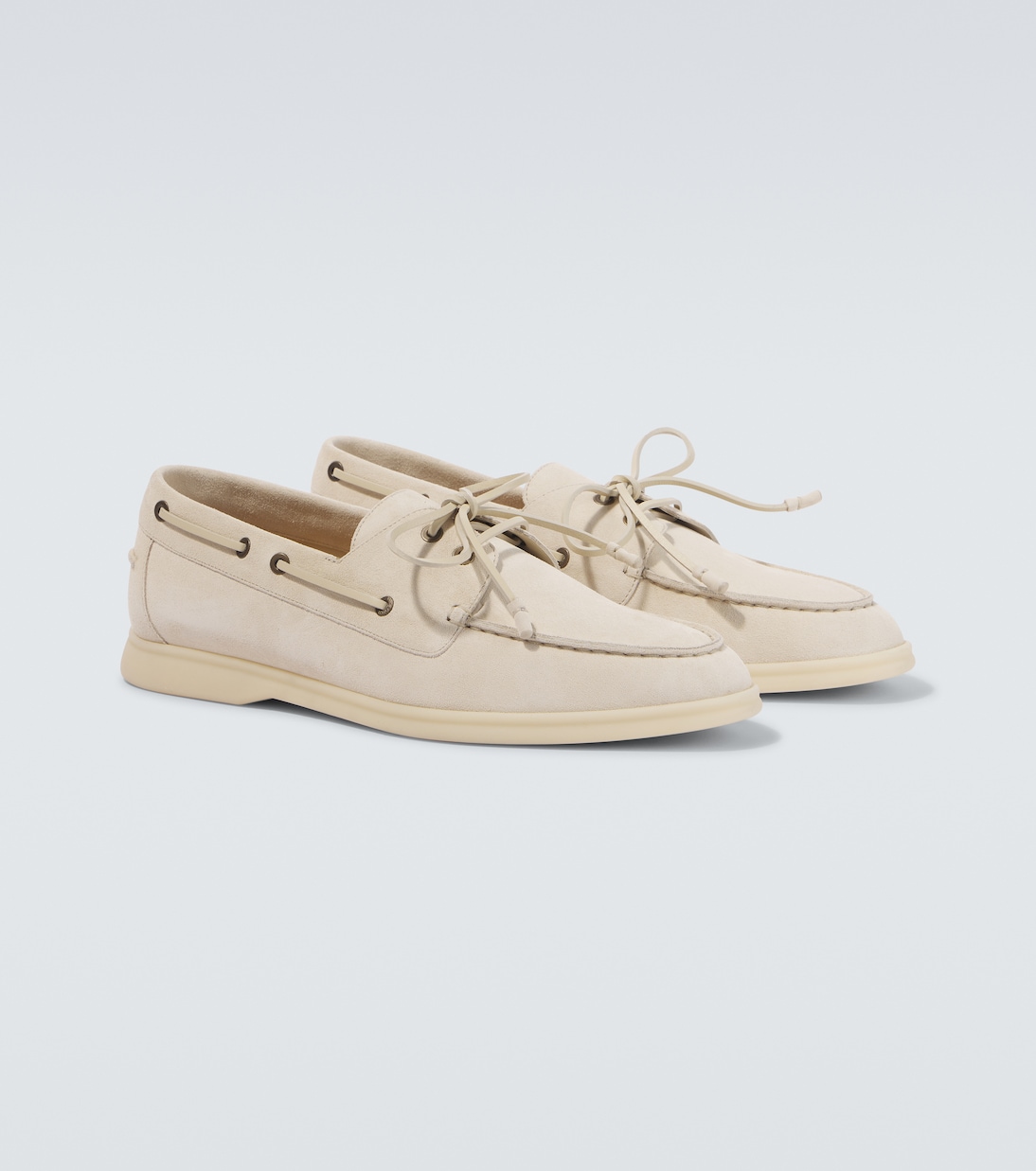Мужские лодочные туфли Sea-Sail Walk из замши Loro Piana, экрю — фото 4
