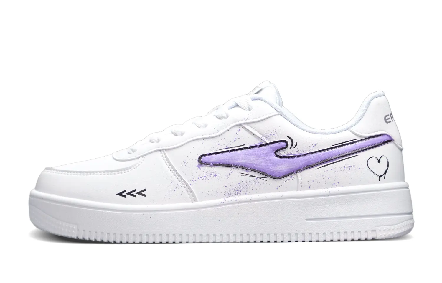 

Erke Кроссовки для скейтбординга мужские быстросохнущие износостойкие дышащие низкие белые, цвет White