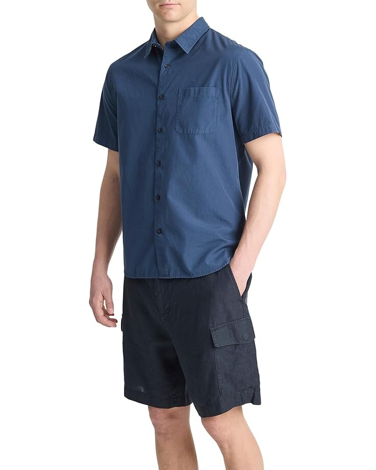 

Рубашка Vince Garment Dye Poplin S/S, цвет Washed Midnight Sky