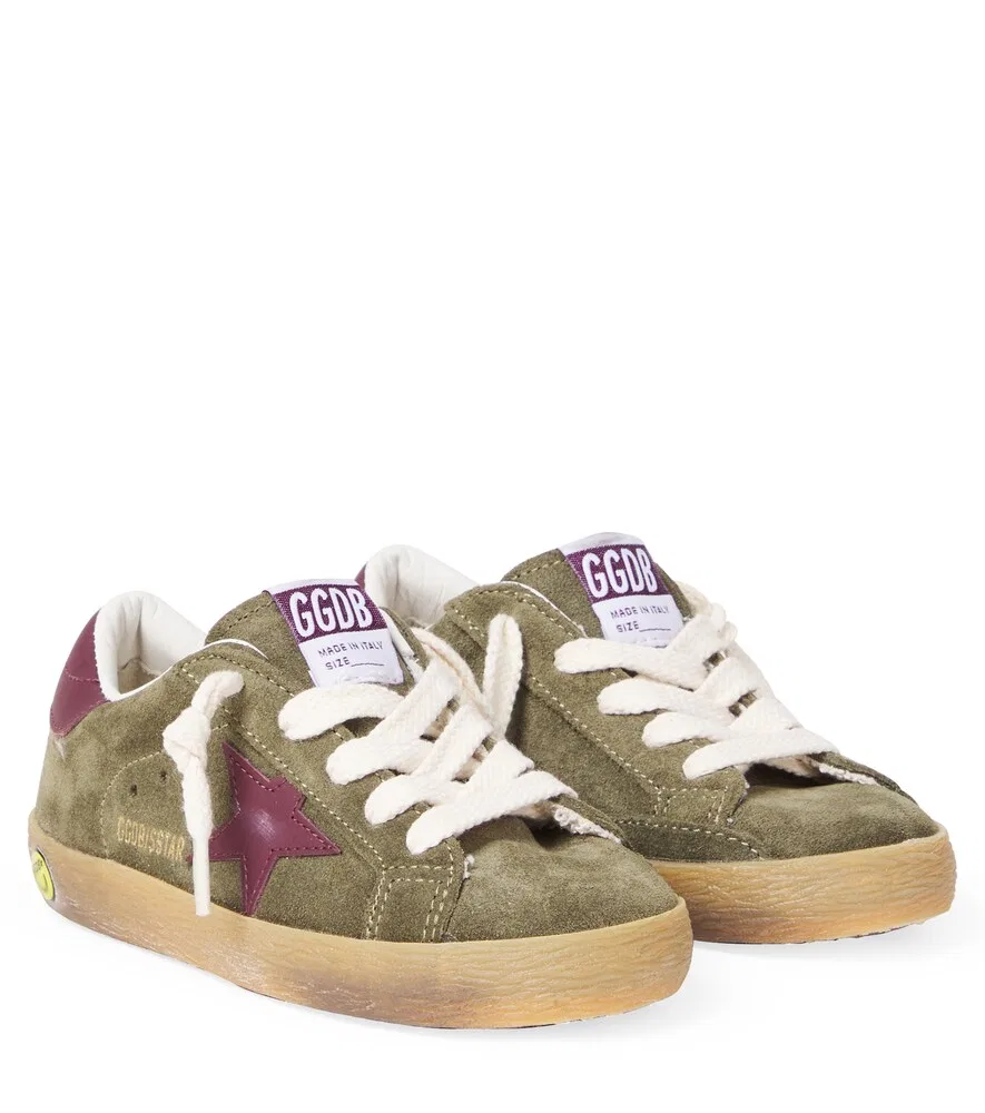 Замшевые кроссовки Super Star с кожаной отделкой Golden Goose Kids, зеленый