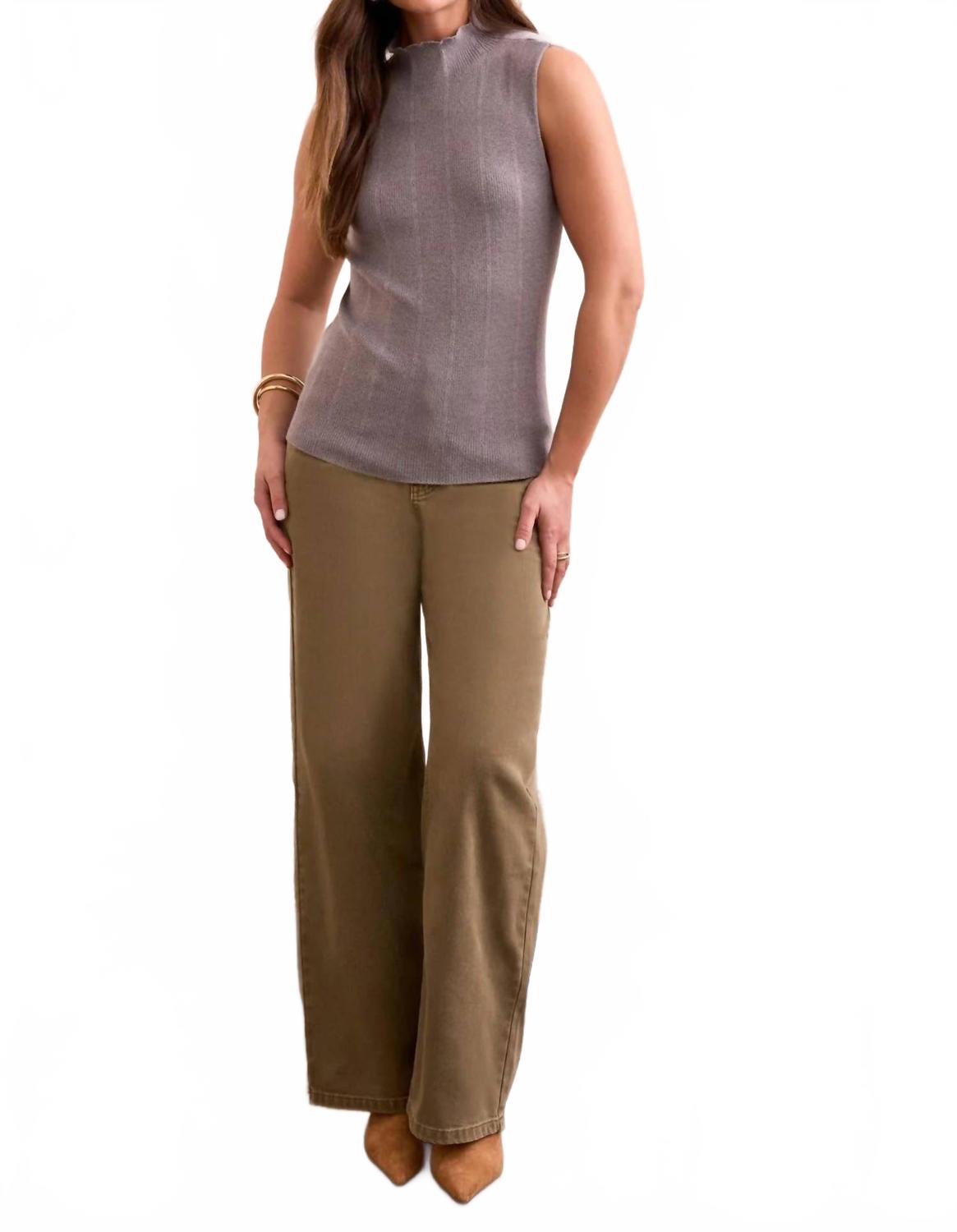 

TRIBAL Текстурированный топ без рукавов с высоким воротником, серый