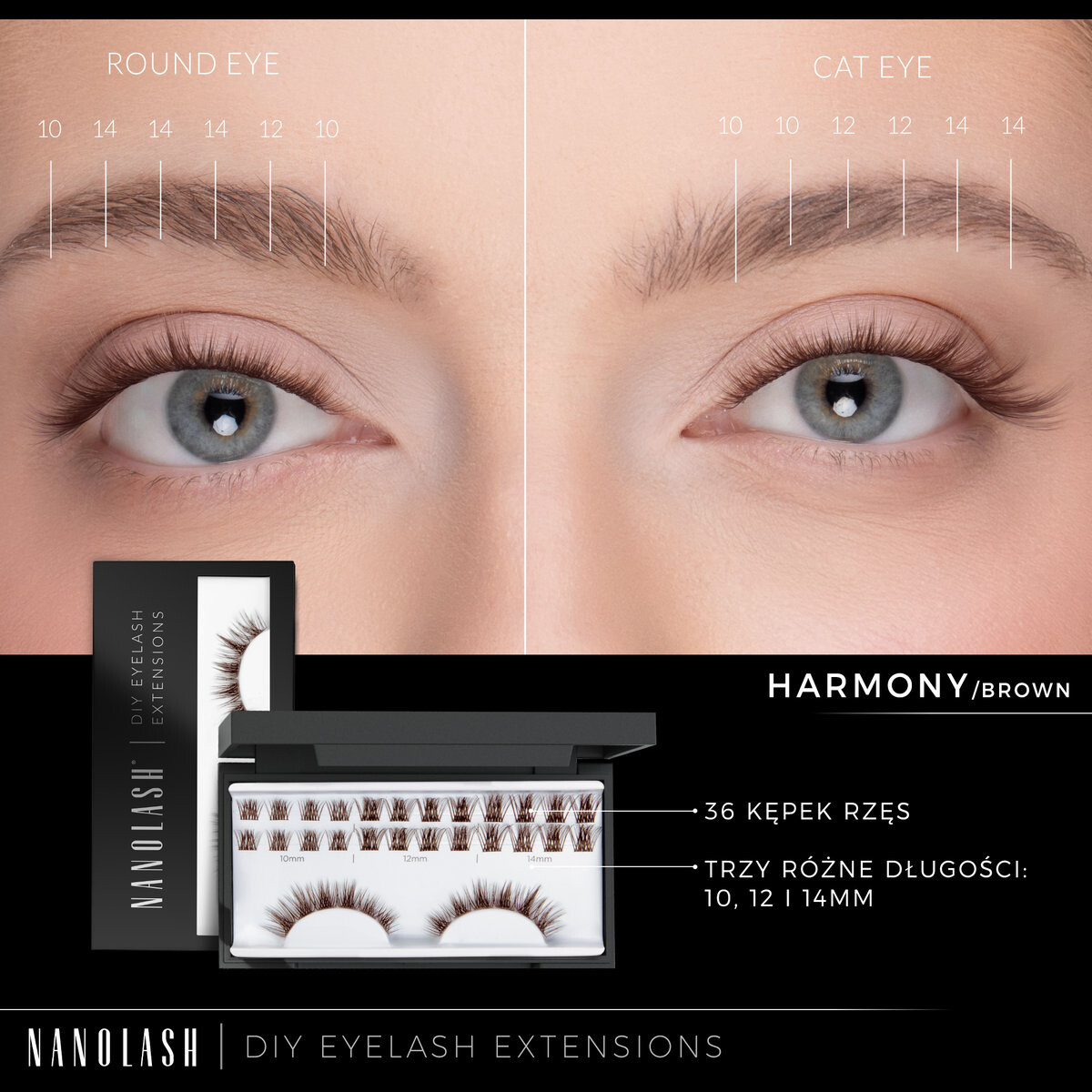 Коричневые клеевые ресницы для самостоятельного нанесения DIY HARMONY Nanolash — фото 4
