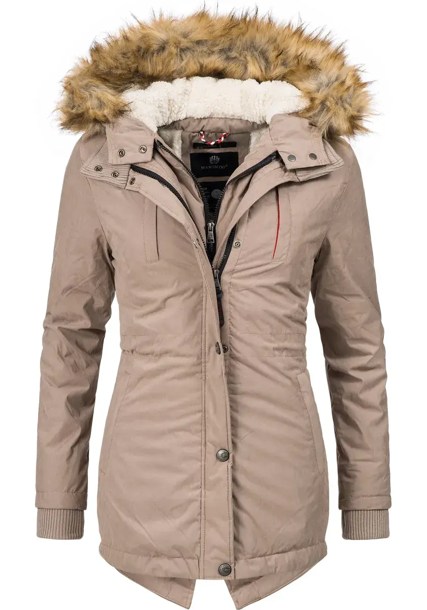

Зимнее пальто Marikoo "Akira", элегантная зимняя парка с капюшоном из искусственного меха, коричневый