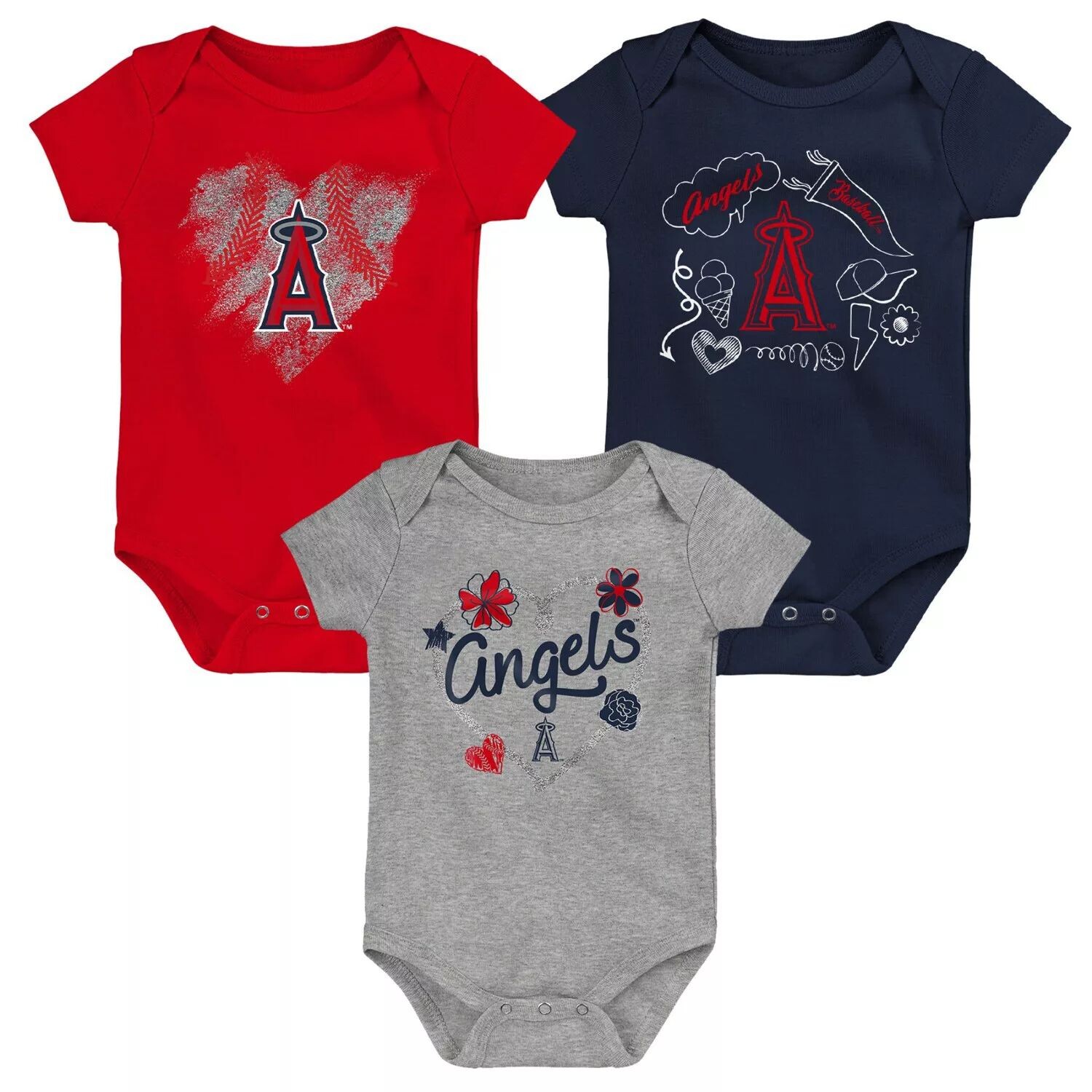 

Комплект из трех боди для младенцев красного/темно-синего/серого цвета Los Angeles Angels Batter Up Outerstuff, Красный, Комплект из трех боди для младенцев красного/темно-синего/серого цвета Los Angeles Angels Batter Up Outerstuff