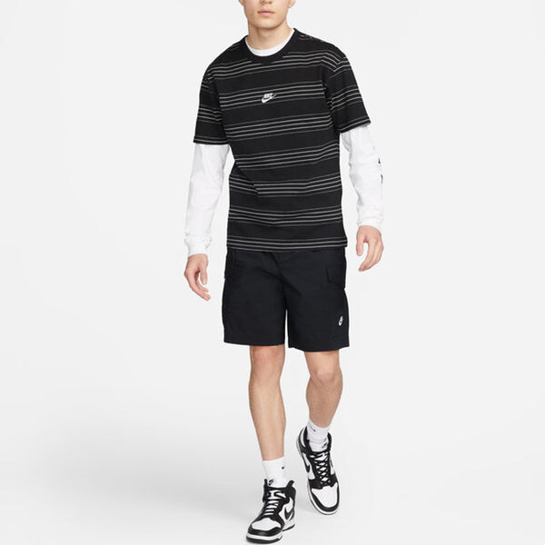 Футболка Men's Nike Brand logo Stripe Round Neck Short Sleeve Black T-Shirt, мультиколор — фото 3