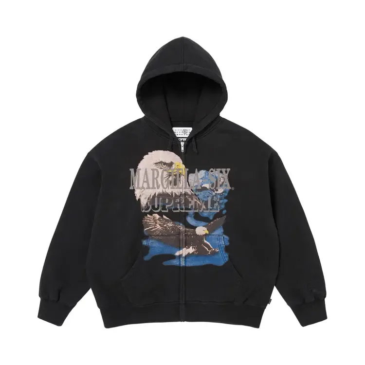 Толстовка Supreme x MM6 Maison Margiela Eagle на молнии с капюшоном, черная
