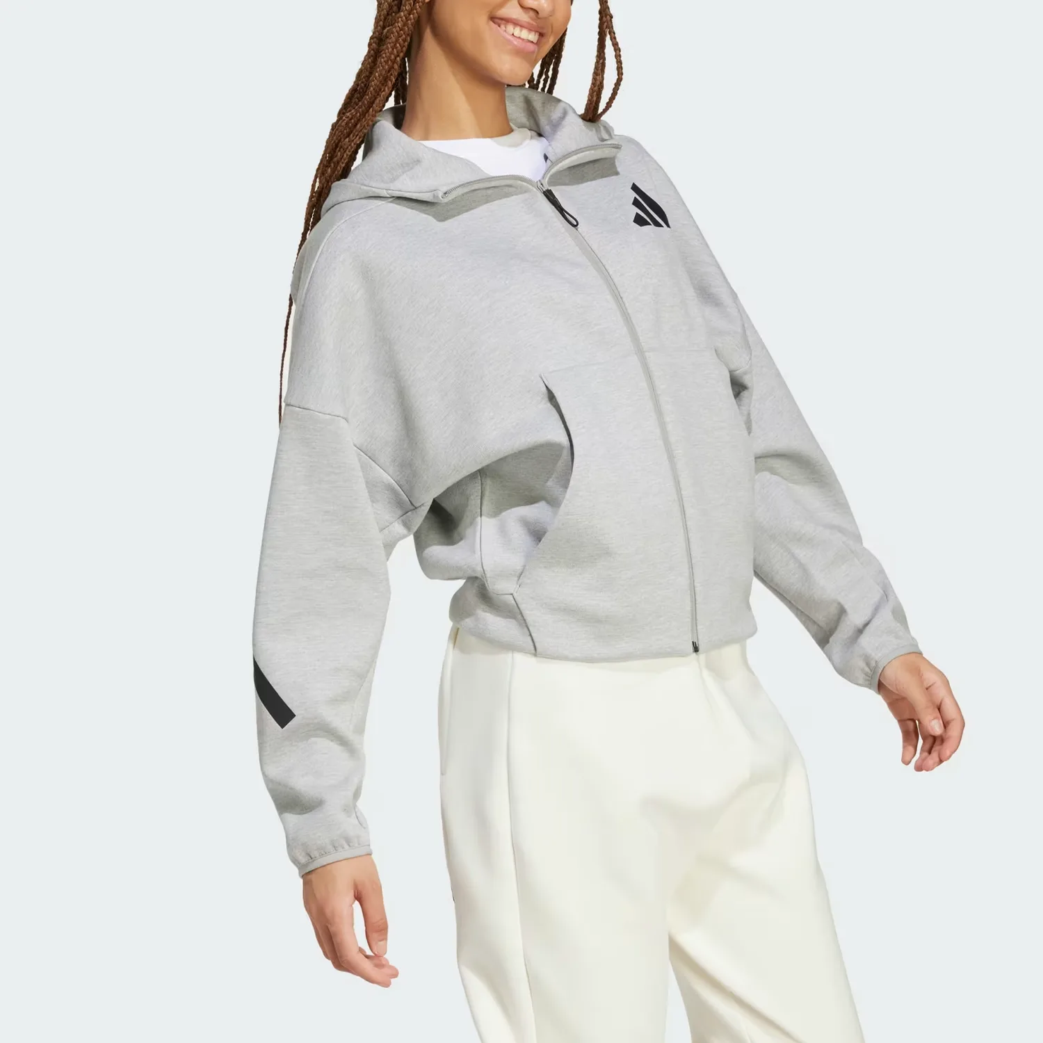 Adidas Куртка Z.N.E. женская серая — фото 4
