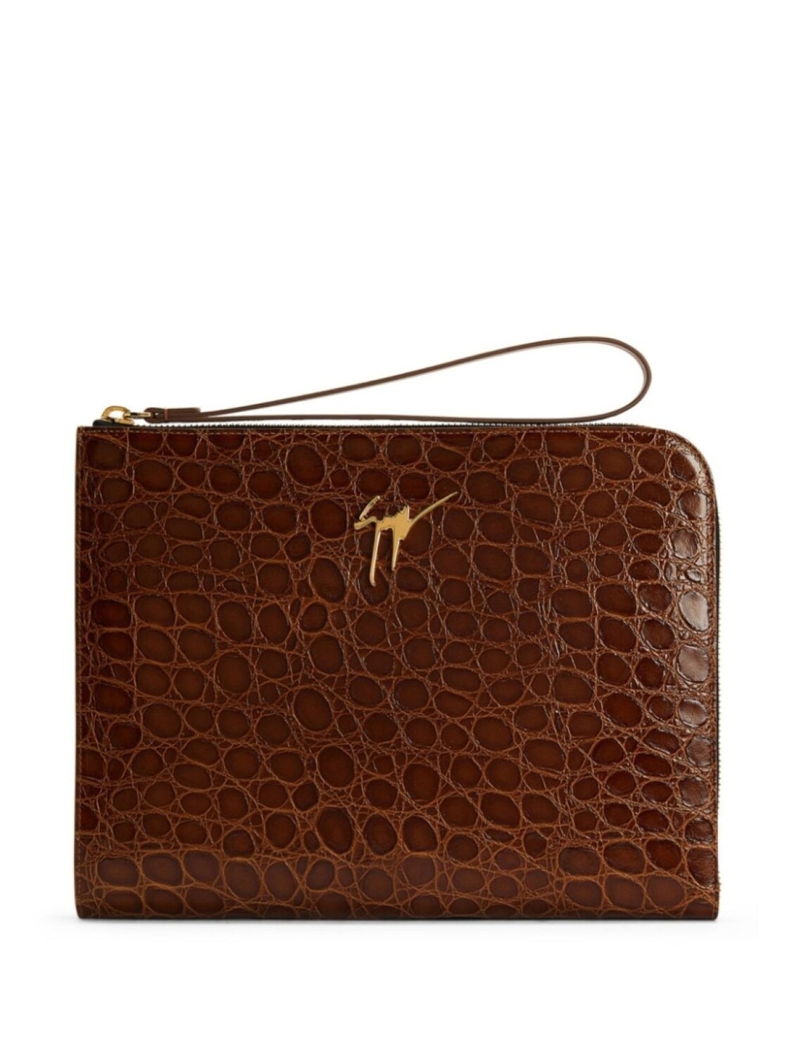 

Giuseppe Zanotti Fabian crocodile-embossed leather pouch, коричневый
