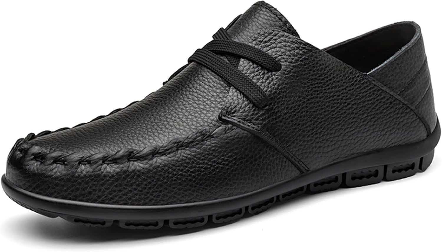 

Мужские ручной работы лоферы из натуральной кожи на шнурках, легкие, с круглым носком, без застежки, гибкие, нескользящие, классические и повседневные оксфорды для офиса, свадеб, вечеринок и ежедневной носки Tixewsjh, черный