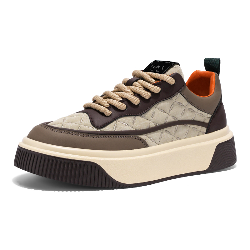 

NANJIREN Антискользящие износостойкие низкие скейтерские кроссовки мужские бежево-коричневые, цвет Beige Brown