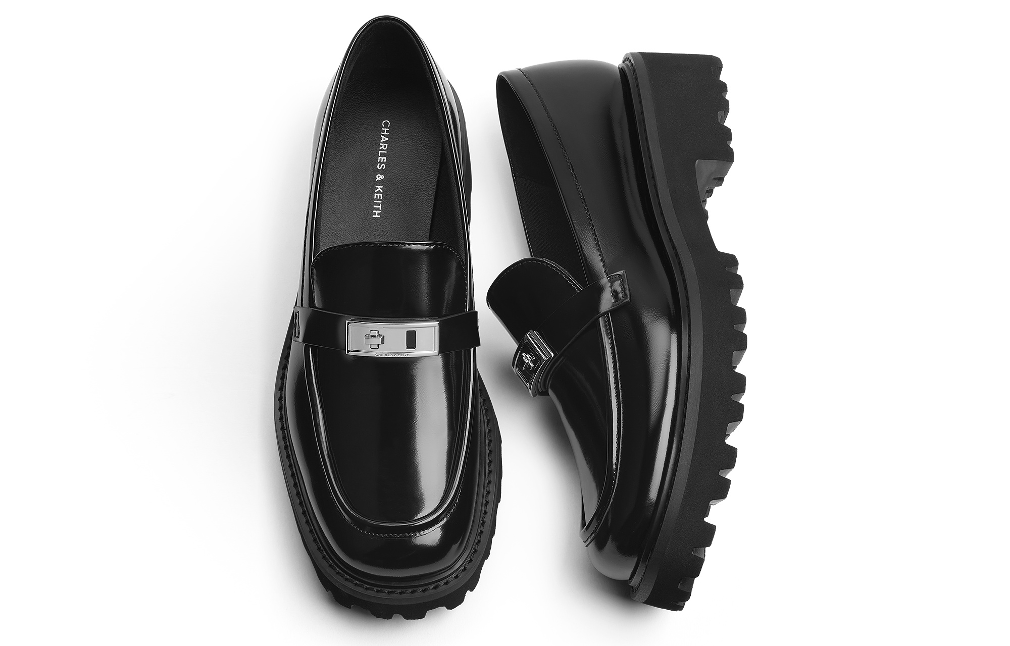 CHARLES&KEITH Маленькие лоферы CK высотой 5,5 см для женщин - темно-коричневые текстурированные, цвет Dark Brown Textured Dark Brown — фото 4