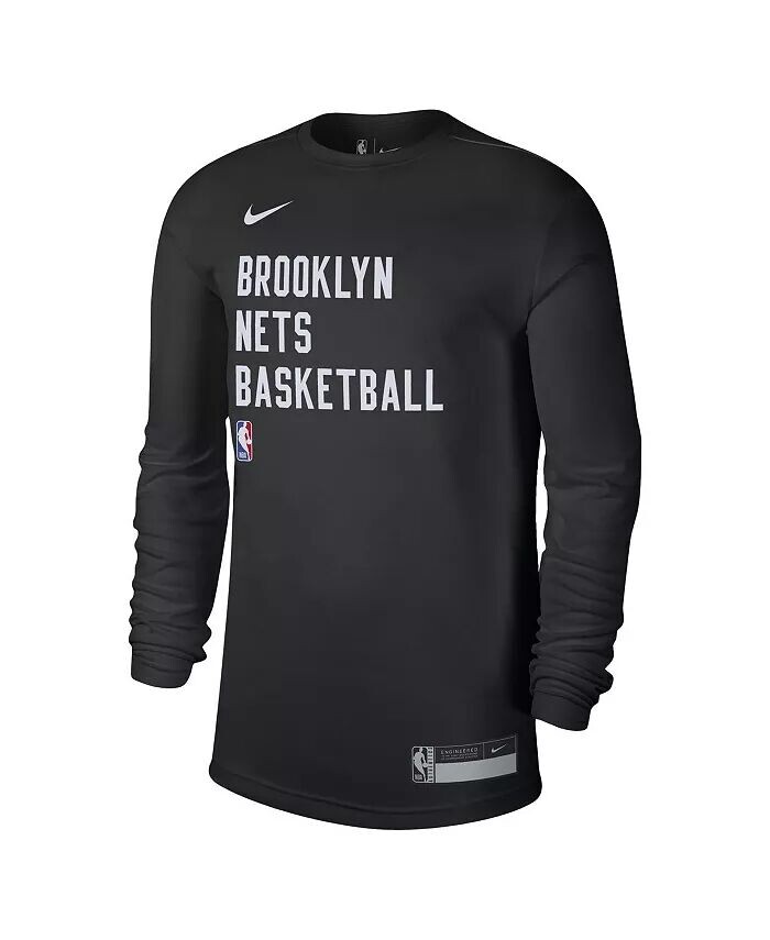 Мужская и женская черная футболка Brooklyn Nets 2023/24 Legend On-Court Practice с длинным рукавом Nike — фото 3