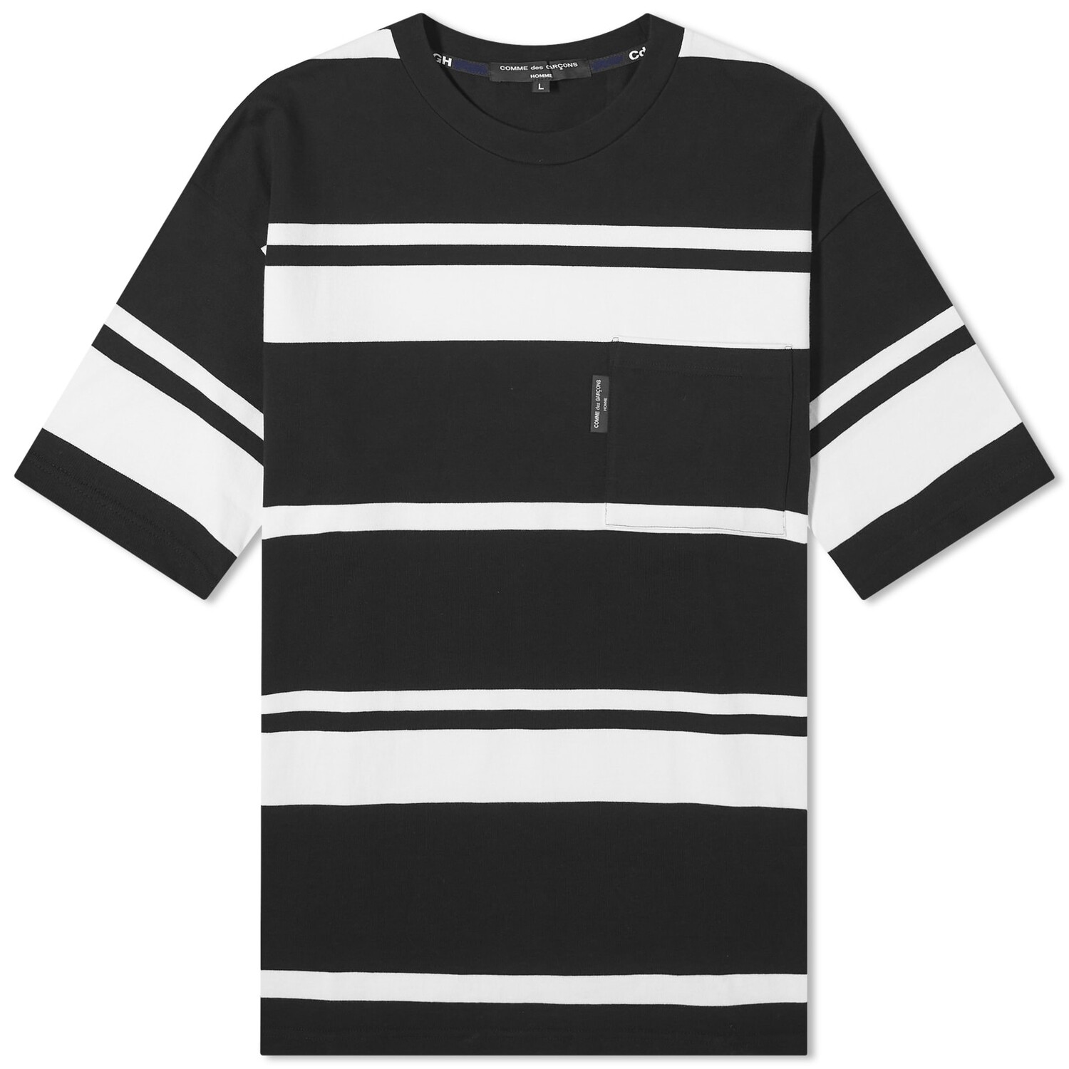 

Футболка Comme Des Garçons Homme Horizontal Stripe Pocket Tee, цвет Black & White