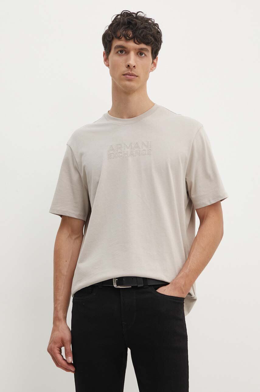 

Хлопковая футболка Armani Exchange, бежевый