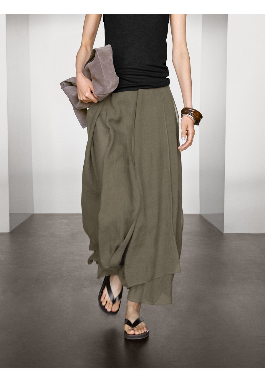 

Юбка Massimo Dutti LONG FLOWING WITH RUFFLES, Mottled Brown