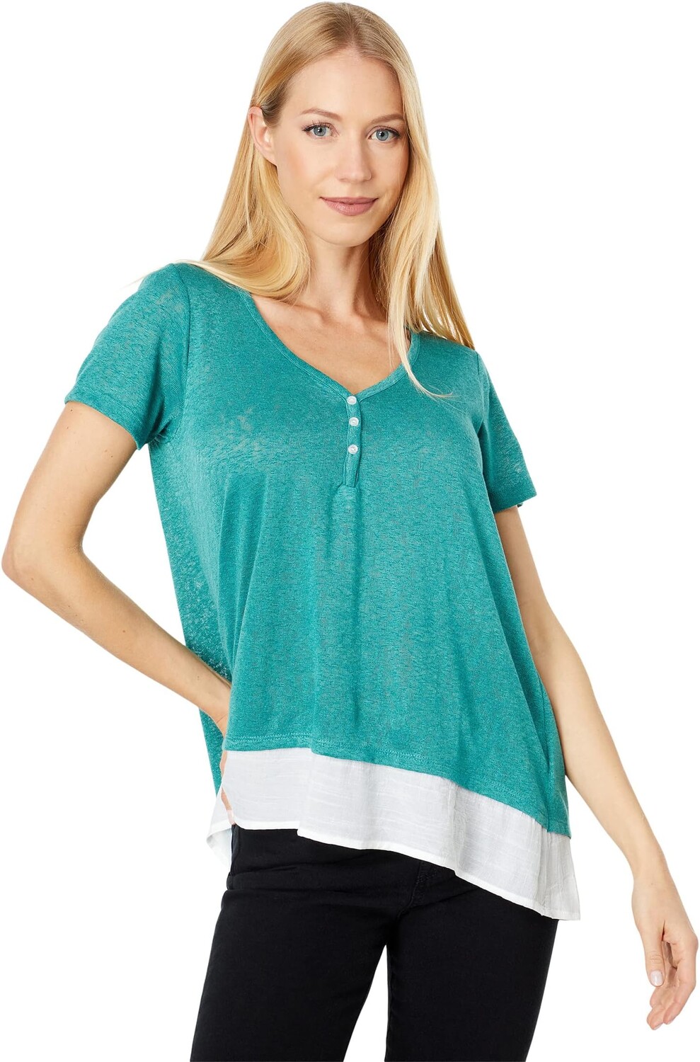 

Рубашка Bobeau Short Sleeve Button-Down Twofer One, цвет North Sea