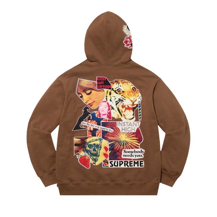 Толстовка Supreme Instant High Patches Hooded Sweatshirt, коричневый — фото 2