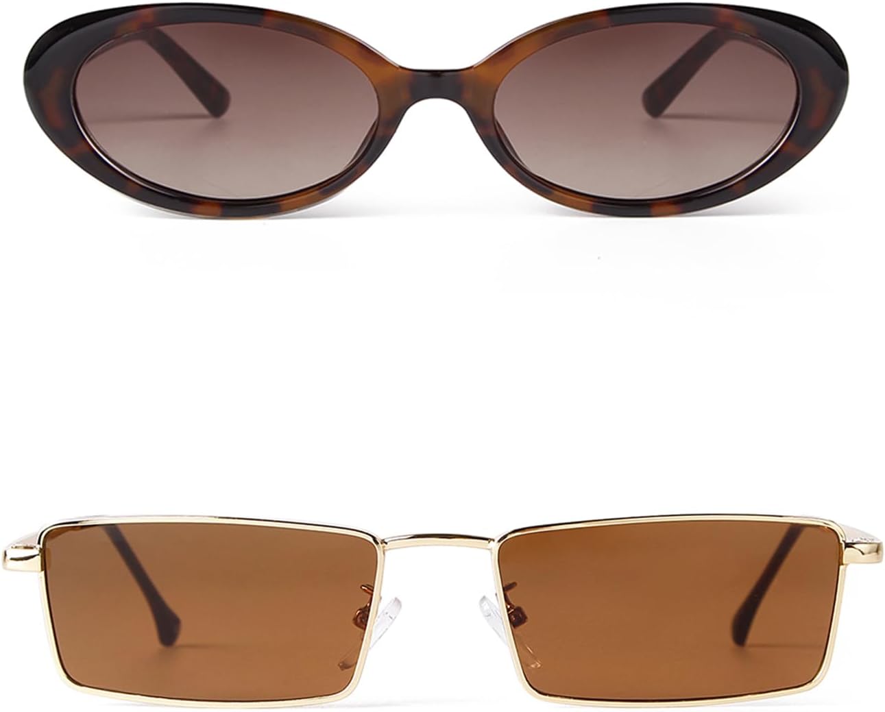 

Овальные солнцезащитные очки для женщин, черепаховая оправа, ретро-очки, маленькие узкие прямоугольные солнцезащитные очки для женщин и мужчин, золотисто-коричневые Laurinny, brown