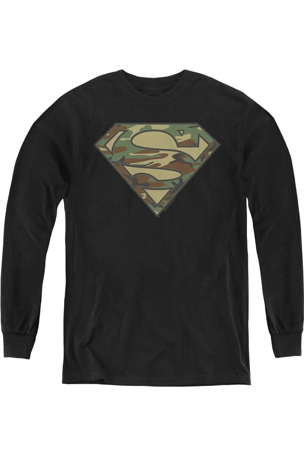 

Футболка с длинным рукавом для детей с логотипом Superman в камуфляжном стиле Gildan, черный