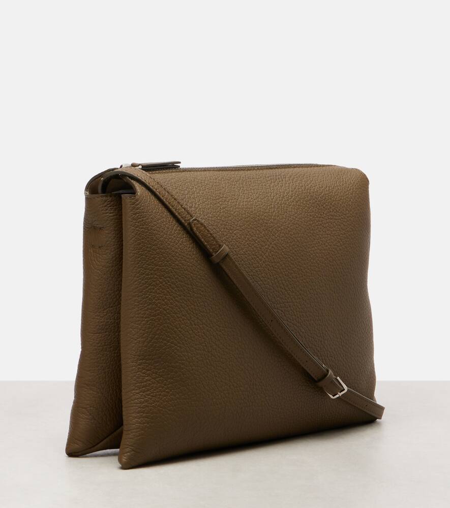 Кожаная сумка через плечо Nu Twin Small The Row, Military Olive Ans — фото 4