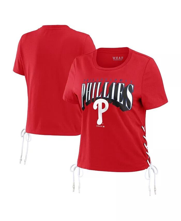 

Женская красная укороченная футболка Philadelphia Phillies Side Lace Up WEAR by Erin Andrews