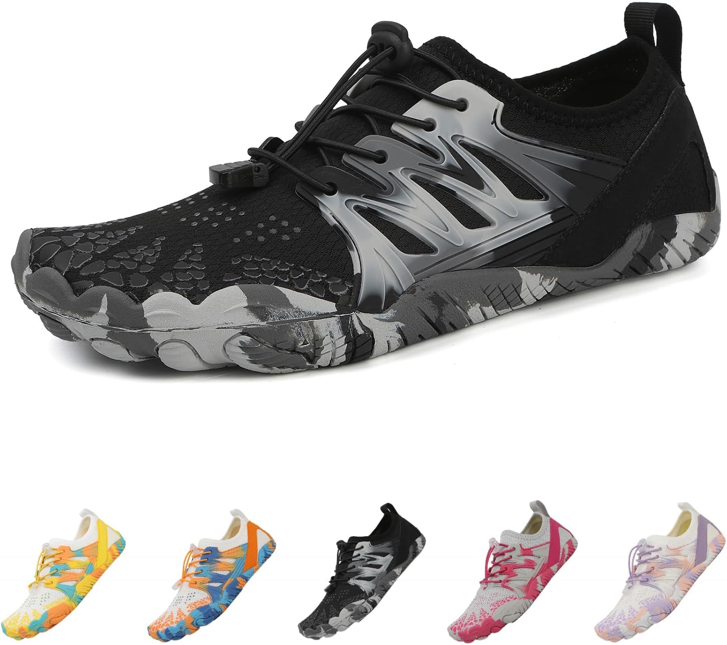 

Камуфляжные водные туфли для мужчин и женщин, обувь для плавания, быстросохнущие водные носки, подходящие для пеших прогулок, серфинга, катания на лодках, йоги и активного отдыха на воде Suxiaur, черный