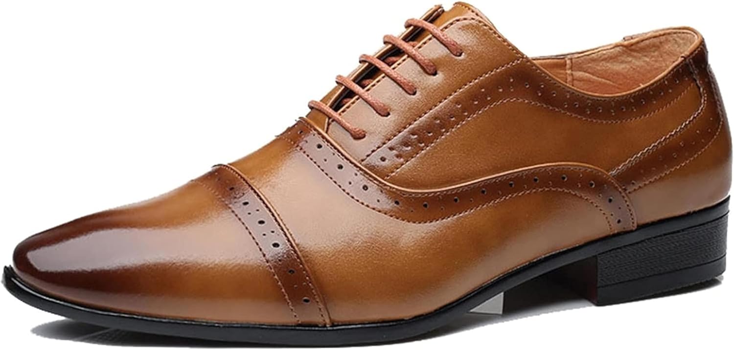 

Мужские классические оксфорды с заостренным носком, весна-лето, повседневные, низкие, кожаные, на шнуровке, подходят для ежедневной носки Generic, желтый