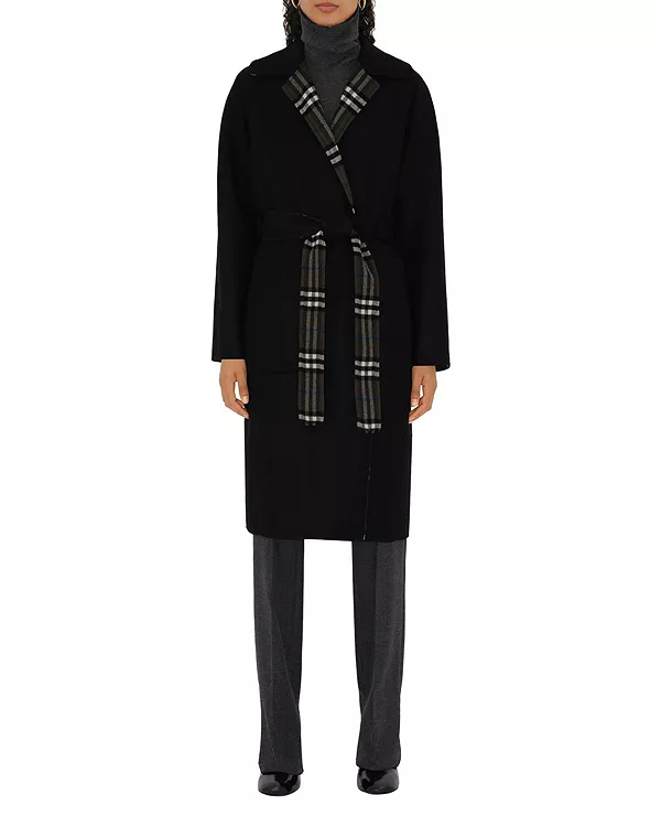 

Двустороннее шерстяное пальто-накидка Burberry, черный