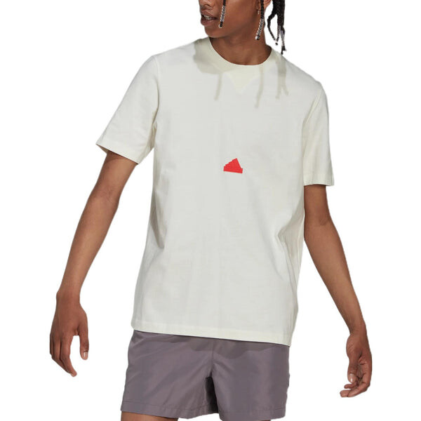 Футболка Men's adidas Solid Color Micro Mark Logo Round Neck Pullover Short Sleeve White T-Shirt, мультиколор — фото 2