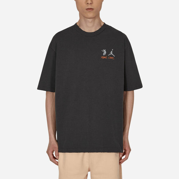 Футболка Air Jordan x Union Crossover Solid Color Breathable Logo Round Neck Short Sleeve US Edition Black, черный — фото 2