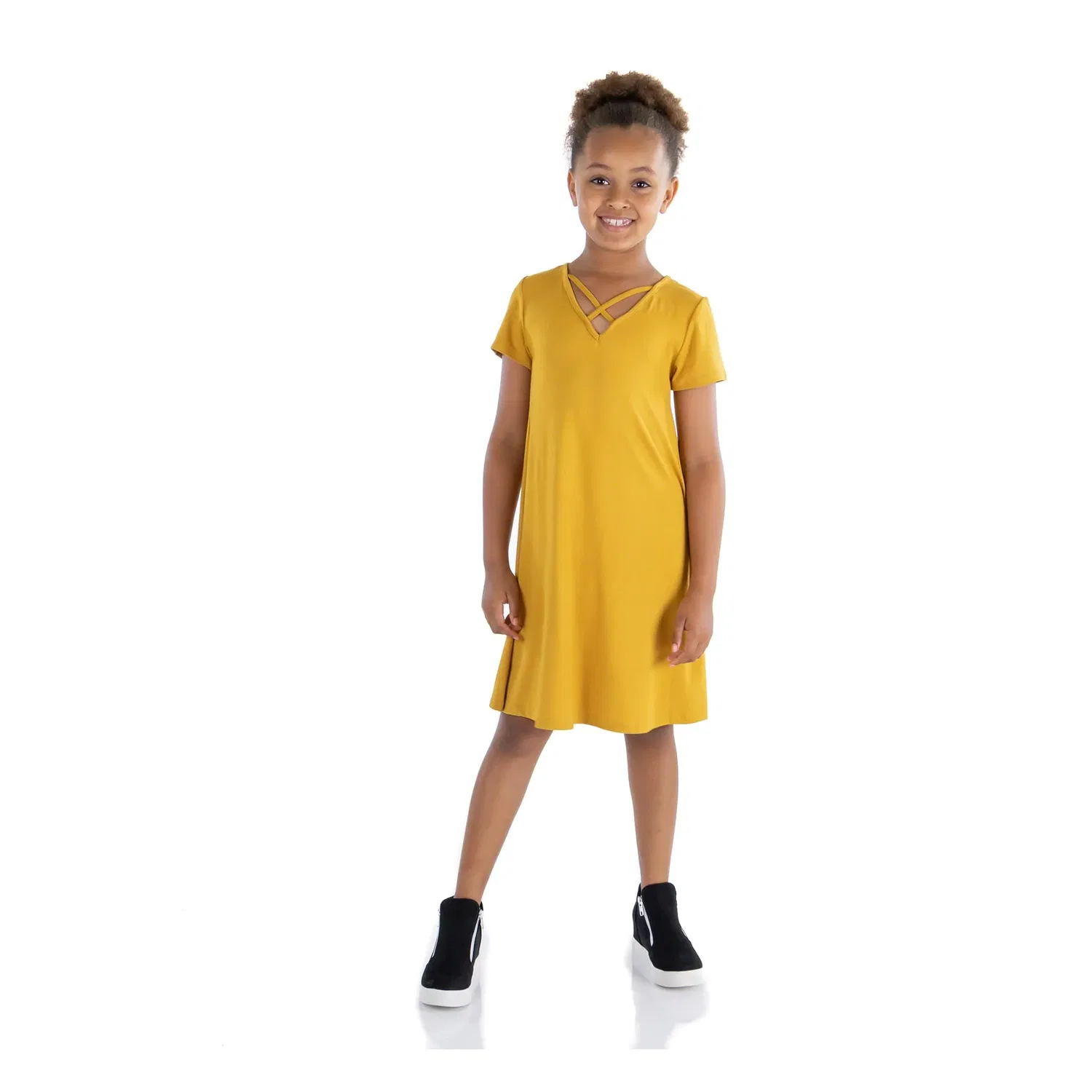 Платье-футболка с коротким рукавом для девочек 24sevenkid 24seven Comfort Apparel, желтый