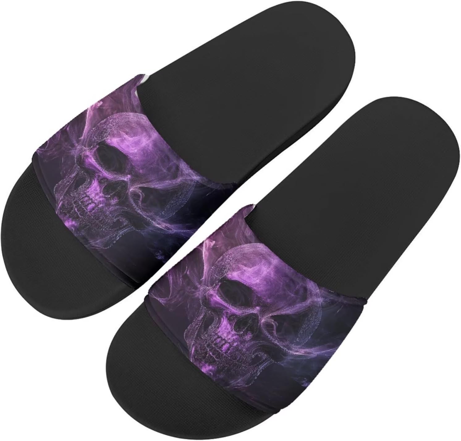 

Тапочки Howilath с оригинальным узором для женщин и мужчин, нескользящие шлепанцы с одной лямкой, открытый носок, мягкая подошва, плоские сандалии, Gothic Skeleton Print