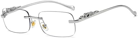 

Винтажные солнцезащитные очки без оправы 2027 года для женщин и мужчин, для путешествий и вождения, с металлическим рисунком в виде головы леопарда MTZJH, Silver Clear