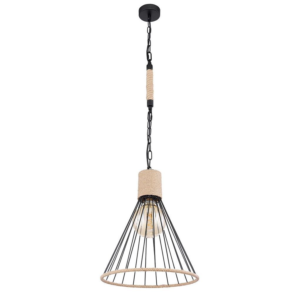 

Светодиодный подвесной светильник RGB, клетка, пеньковая веревка, черный, H 140 см Globo Lighting
