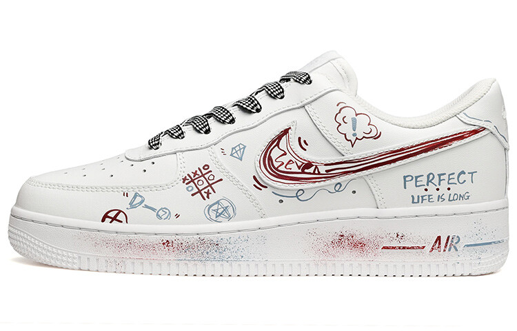 

Кроссовки Nike Air Force 1 Skateboard Shoes Women's Low-Top White Blue Red