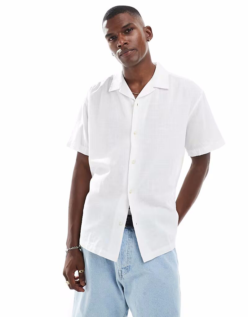 

Рубашка из льна Jack & Jones Revere с воротником белого цвета