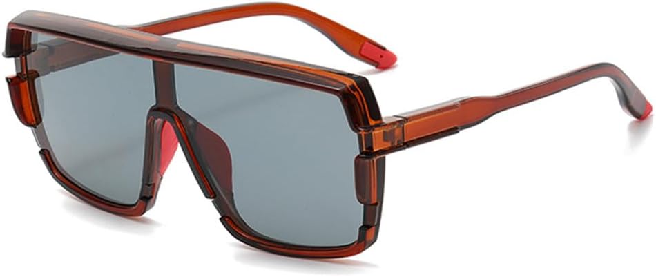 

Солнцезащитные очки в крупной оправе для мужчин, цельные линзы, солнцезащитные очки для женщин, зеленые, фиолетовые, с защитой от УФ-излучения UV400, аксессуары generic, Brown With Grey