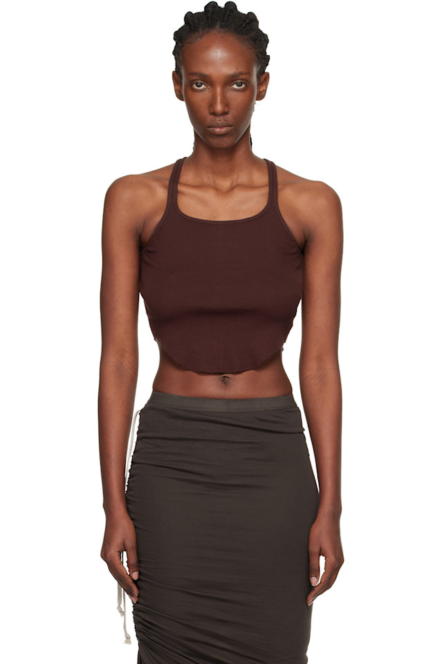 

Rick Owens Drkshdw Бордовая базовая ребристая майка Concordian