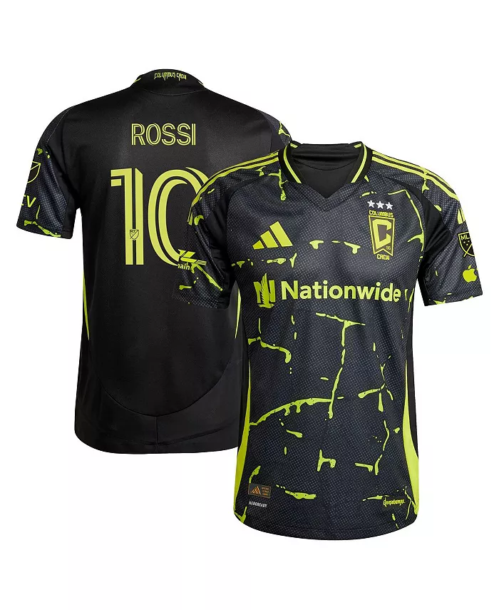 

Мужская футболка Diego Rossi Black Columbus Crew 2025 The Goosebumps Kit Authentic Player Jersey adidas