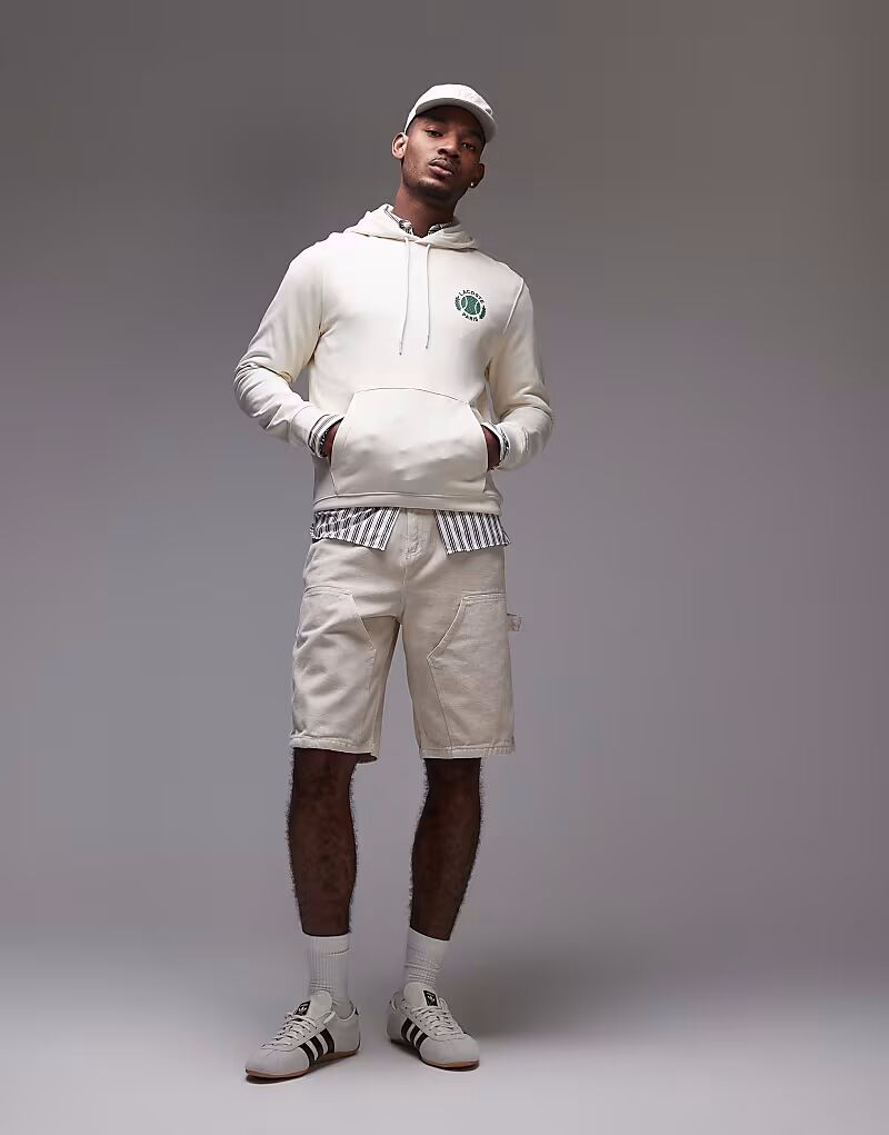 

Толстовка с капюшоном Lacoste белого цвета с принтом на груди и спине