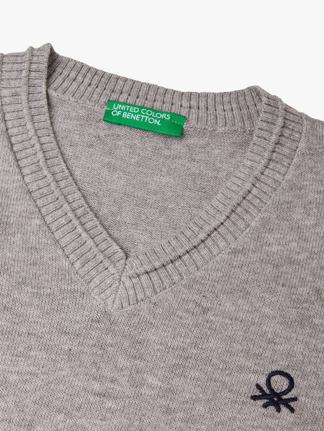 Детский хлопковый безрукавный жилет с V-образным вырезом Benetton, Grey — фото 3