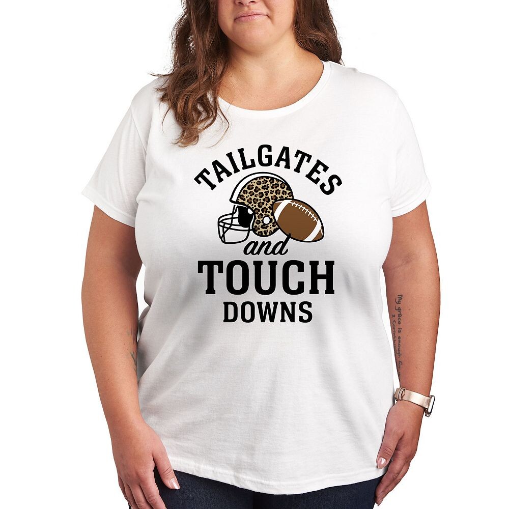 

Футболка размера плюс с рисунком Touchdowns Tailgates Licensed Character, белый